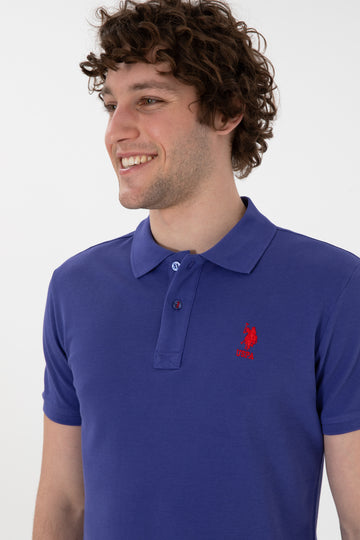 USPA Polo Shirt Men Royal Blue VR212 USPOM315 Single Color Horse US Polo Assn.